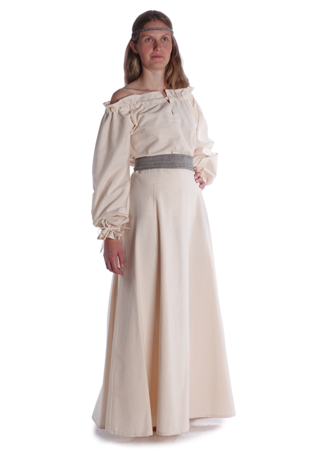 Mittelalter Bluse Gotelinde in Beige Frontansicht 8