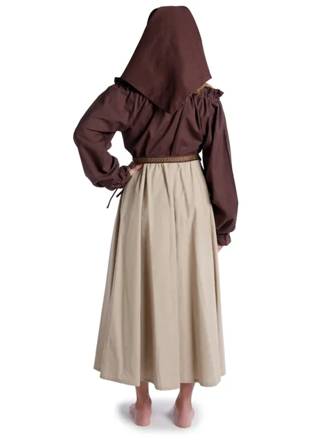 Mittelalter Bluse Gotelinde in Braun Rückansicht