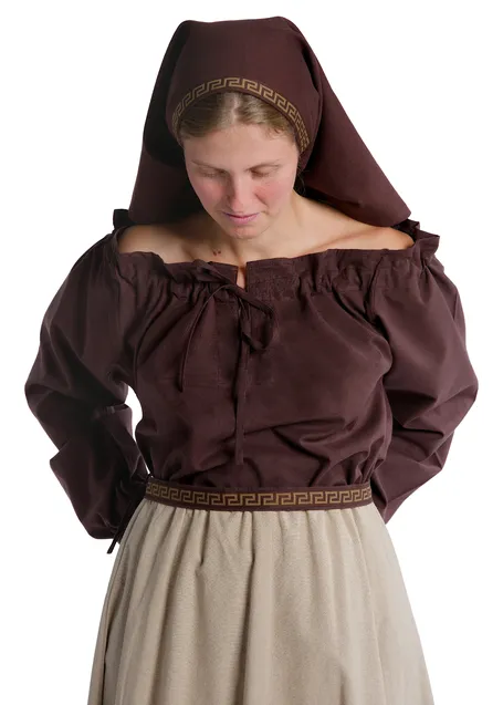 Mittelalter Bluse Gotelinde in Braun Detailansicht 2