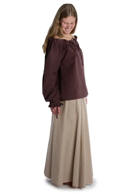 Mittelalter Bluse Gotelinde in Braun Seitenansicht 3