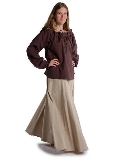 Mittelalter Bluse Gotelinde in Braun Seitenansicht 4