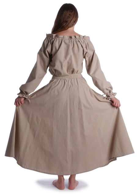 Mittelalter Bluse Gotelinde in Hanffarben Rückansicht 2