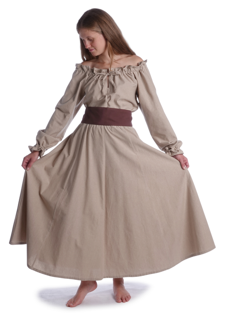 Mittelalter Bluse Gotelinde in Hanffarben Frontansicht 2