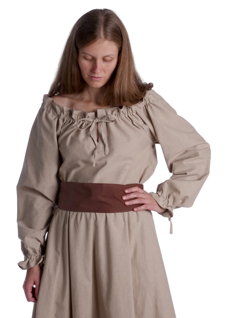 Mittelalter Bluse Gotelinde in Hanffarben Frontansicht 3