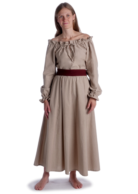 Mittelalter Bluse Gotelinde in Hanffarben Frontansicht 7