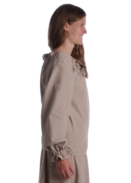 Mittelalter Bluse Gotelinde in Hanffarben Seitenansicht