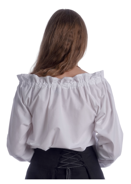 Mittelalter Bluse Gotelinde in Weiß Rückansicht