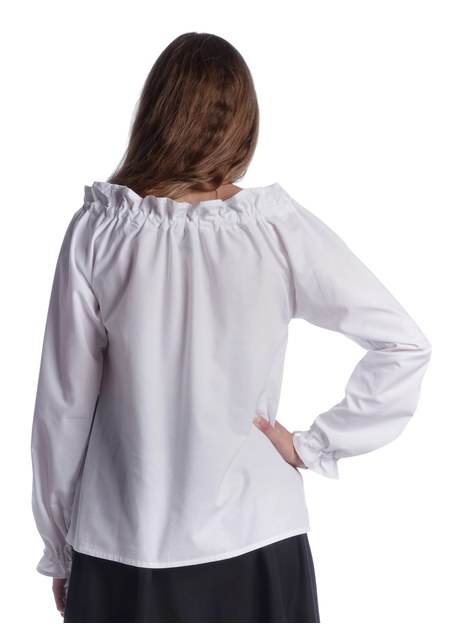 Mittelalter Bluse Gotelinde in Weiß Rückansicht 2