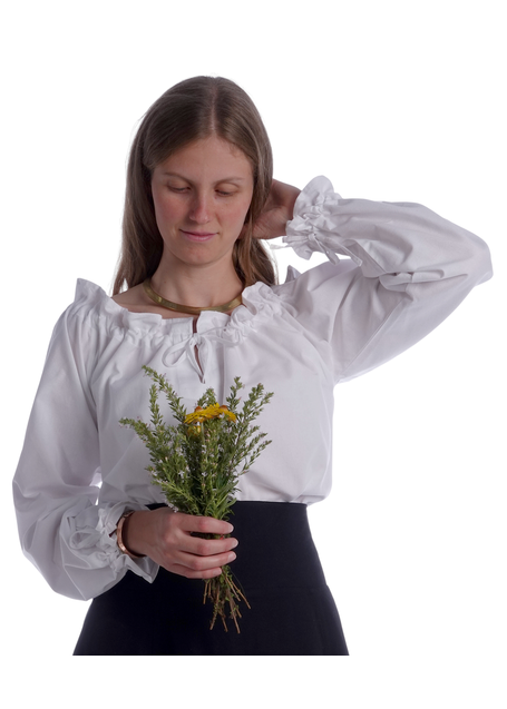 Mittelalter Bluse Gotelinde in Weiß Frontansicht