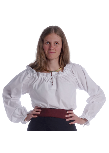 Mittelalter Bluse Gotelinde in Weiß Frontansicht 3