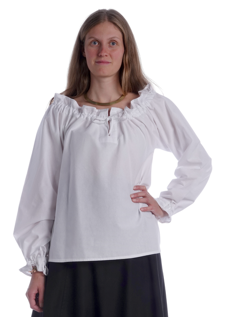 Mittelalter Bluse Gotelinde in Weiß Frontansicht 5