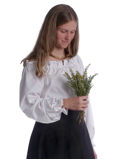 Mittelalter Bluse Gotelinde in Weiß Seitenansicht
