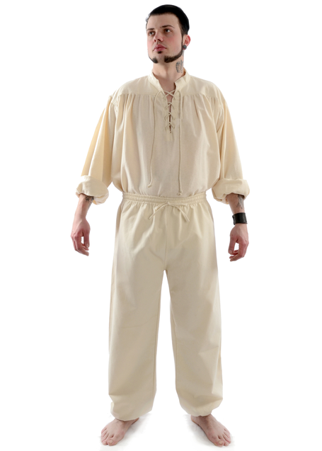 Mittelalter Hose Kurvenal in Beige Frontansicht