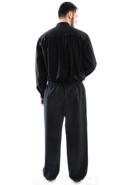 Mittelalter Hose Kurvenal in Schwarz Rückansicht