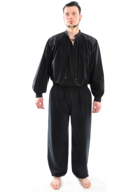 Mittelalter Hose Kurvenal in Schwarz Frontansicht