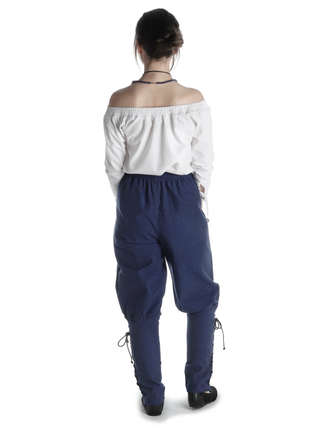 Mittelalter Hose Freya in Blau Rückansicht