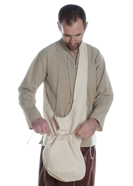 Mittelalter Tasche Irmenfried in Beige Frontansicht 3