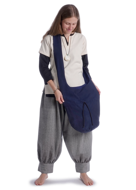 Mittelalter Tasche Irmenfried in Blau Frontansicht 3