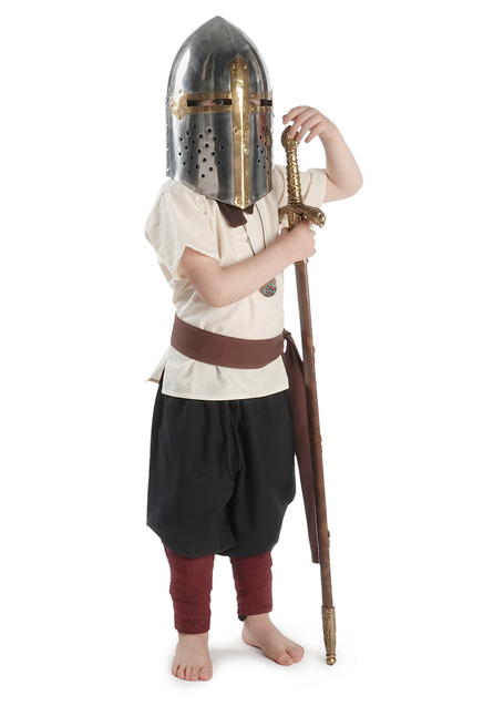 Mittelalter Kindertunika Maurin in Beige Frontansicht 3