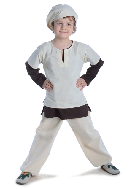 Mittelalter Kindertunika Maurin in Beige Frontansicht 5
