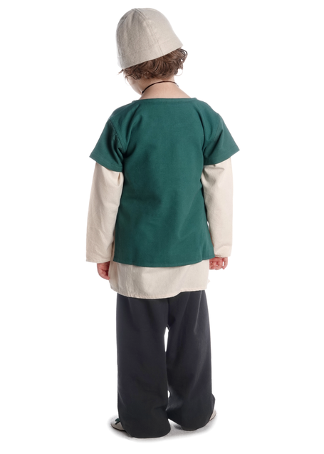 Mittelalter Kindertunika Maurin in Grün Rückansicht