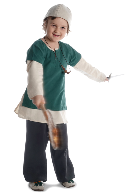 Mittelalter Kindertunika Maurin in Grün Frontansicht 2