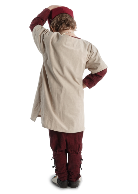 Mittelalter Kindertunika Maurin in Hanffarben Rückansicht