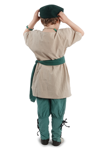 Mittelalter Kindertunika Maurin in Hanffarben Rückansicht 2