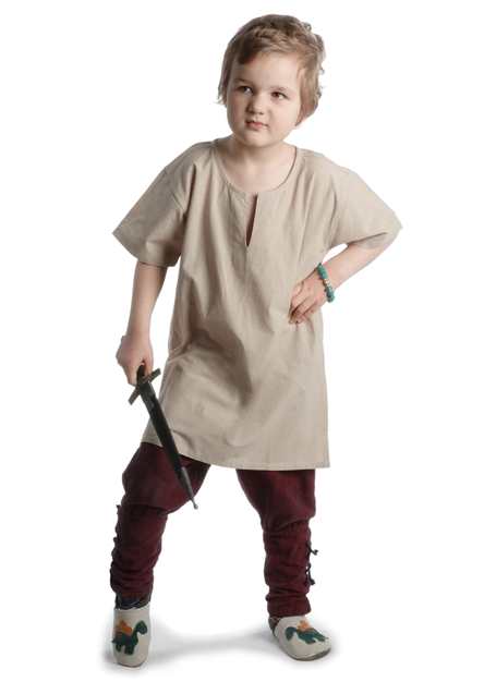 Mittelalter Kindertunika Maurin in Hanffarben Frontansicht