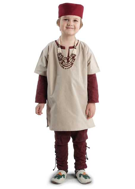 Mittelalter Kindertunika Maurin in Hanffarben Frontansicht 2
