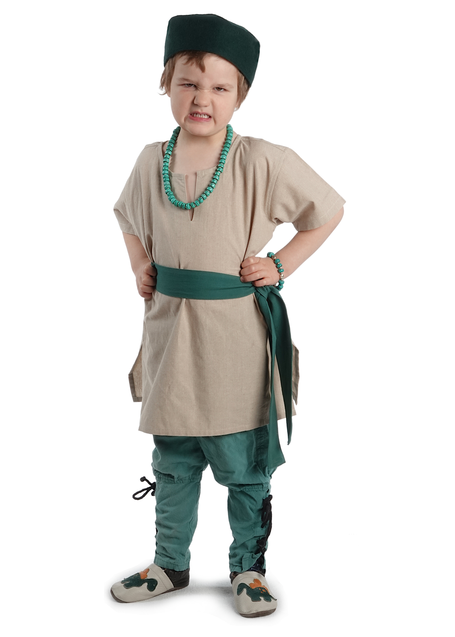 Mittelalter Kindertunika Maurin in Hanffarben Frontansicht 5