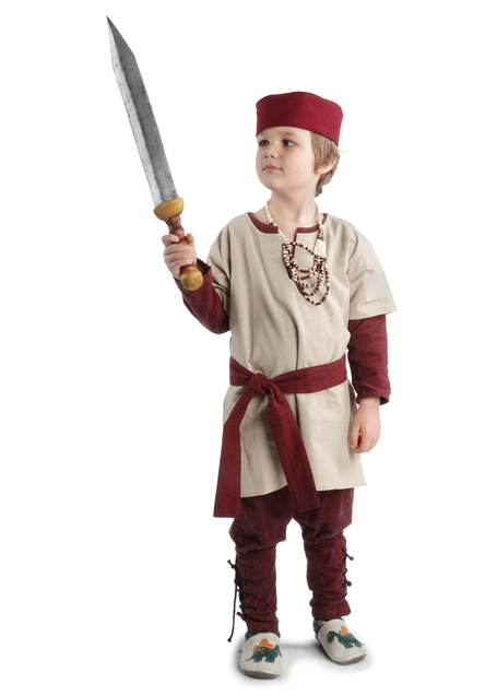 Mittelalter Kindertunika Maurin in Hanffarben Frontansicht 7