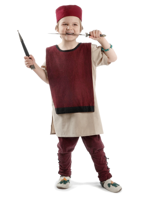 Mittelalter Kindertunika Maurin in Hanffarben Frontansicht 8