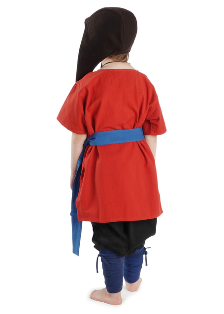 Mittelalter Kindertunika Maurin in Rot Rückansicht