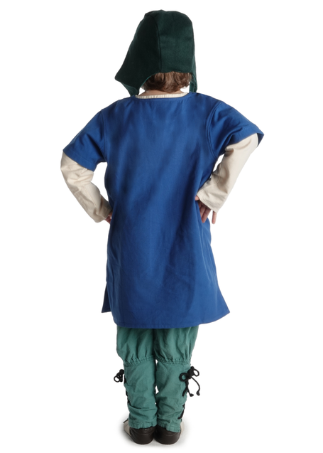 Mittelalter Kindertunika Maurin in Königsblau Rückansicht