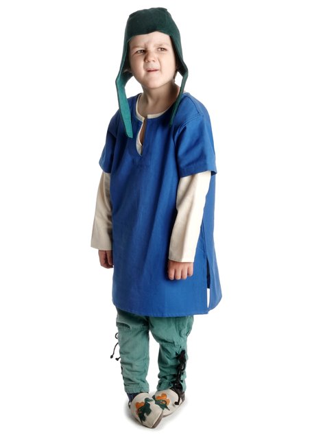 Mittelalter Kindertunika Maurin in Königsblau Frontansicht 2