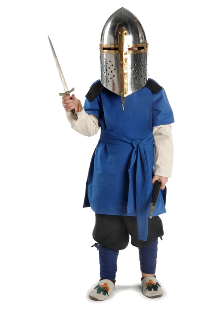 Mittelalter Kindertunika Maurin in Königsblau Frontansicht 3