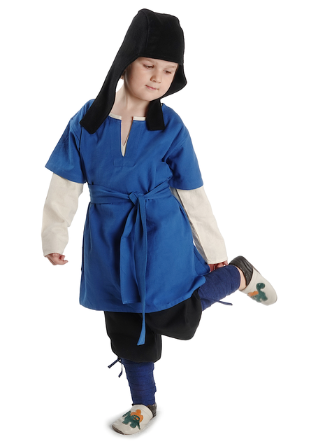 Mittelalter Kindertunika Maurin in Königsblau Frontansicht 4