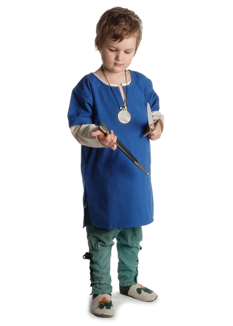 Mittelalter Kindertunika Maurin in Königsblau Frontansicht 5