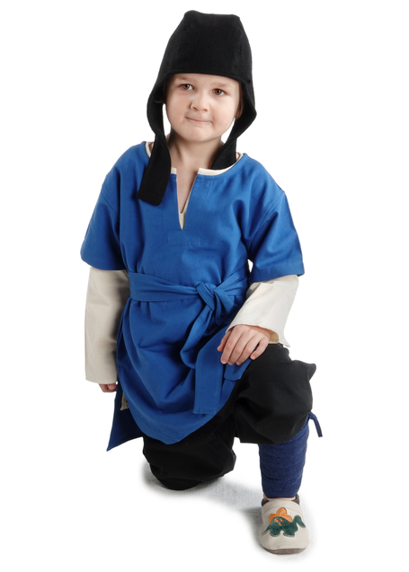 Mittelalter Kindertunika Maurin in Königsblau Frontansicht 6