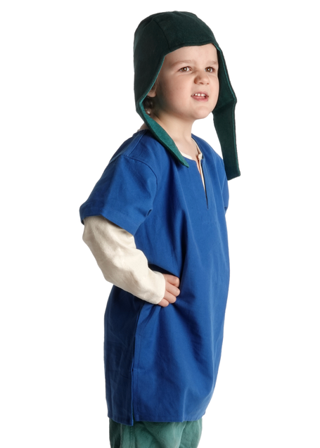 Mittelalter Kindertunika Maurin in Königsblau Seitenansicht