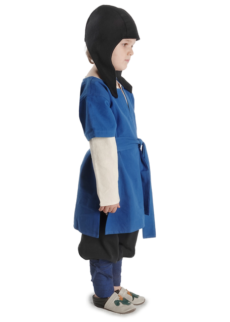 Mittelalter Kindertunika Maurin in Königsblau Seitenansicht 3