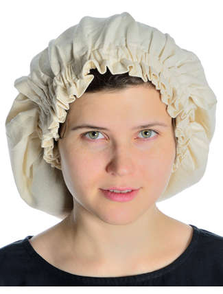 Mittelalter Haube Florie aus Baumwolle in Beige Frontansicht