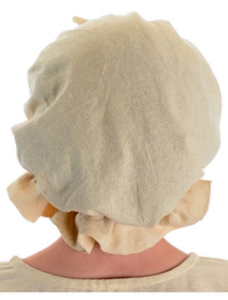 Mittelalter Kinderhaube Florie aus Baumwolle in Beige Rückansicht