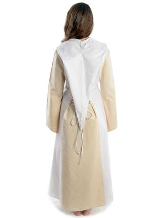 Mittelalter Kleid Liebgart in Beige-Weiß Rückansicht