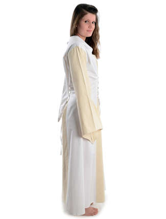 Mittelalter Kleid Liebgart in Beige-Weiß Seitenansicht 2