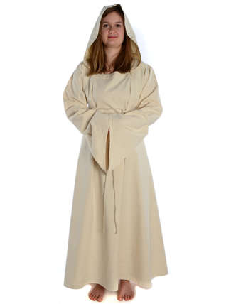 Mittelalter Kleid Liebgart in Beige Frontansicht