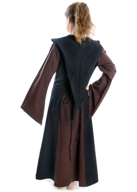Mittelalter Kleid Liebgart in Braun-Schwarz Rückansicht