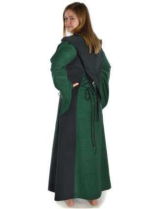 Mittelalter Kleid Liebgart in Grün-Schwarz Seitenansicht