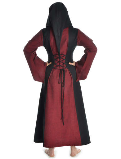 Mittelalter Kleid Liebgart in Rot-Schwarz RÃ¼ckansicht